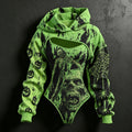 Women's Halloween Skull And Pumpkin Print Hoodie Two-piece Set