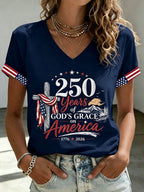 Women'S America Flag Print Casual T-Shirt