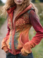 Hippie Colorful Floral Art Tie-dye Casual Hoodie