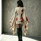 Women's Gothic With Problem Solved Batwing Flare Sleeve V Neck Bodycon Dress – Halloween Costume