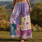 Women's Boho Patchwork Mandala Print High-waist Wide-leg Pants