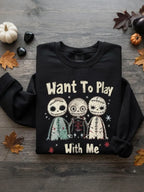 Woman's Halloween Voodoo Dolls Graphic Spooky Witchcraft Print Sweatshirt