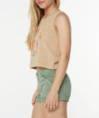 Floral And Shell Print Round Neck Vest