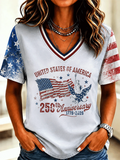 Women'S 250Th Anniversary Eagle Statue Of Liberty Printed T-Shirt