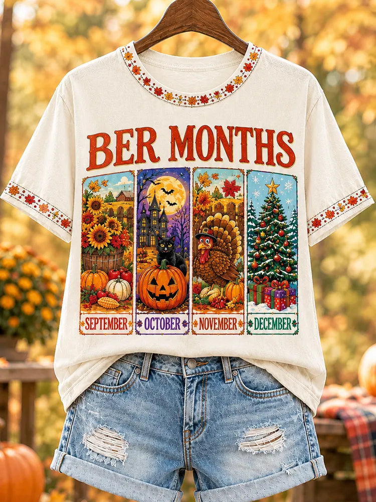 Women's "ber Months" Four Seasons Panels Short Sleeve T-shirt