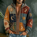 Men's Galaxy Rainbow Swirl Spiral Dot Motif Print Zipper Hoodies