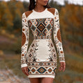 Women's Halloween Pattern Ethnic Totem Print Bodycon Dress
