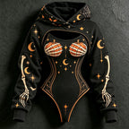 Women's Retro Halloween Pumpkin & Skeleton Hand Print Casual Two-piece Set