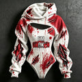 Women's Retro Bloodstained Tear Wound "i'm Broken" Print Sweatshirt Two-piece Set