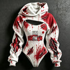 Women's Retro Bloodstained Tear Wound "i'm Broken" Print Sweatshirt Two-piece Set