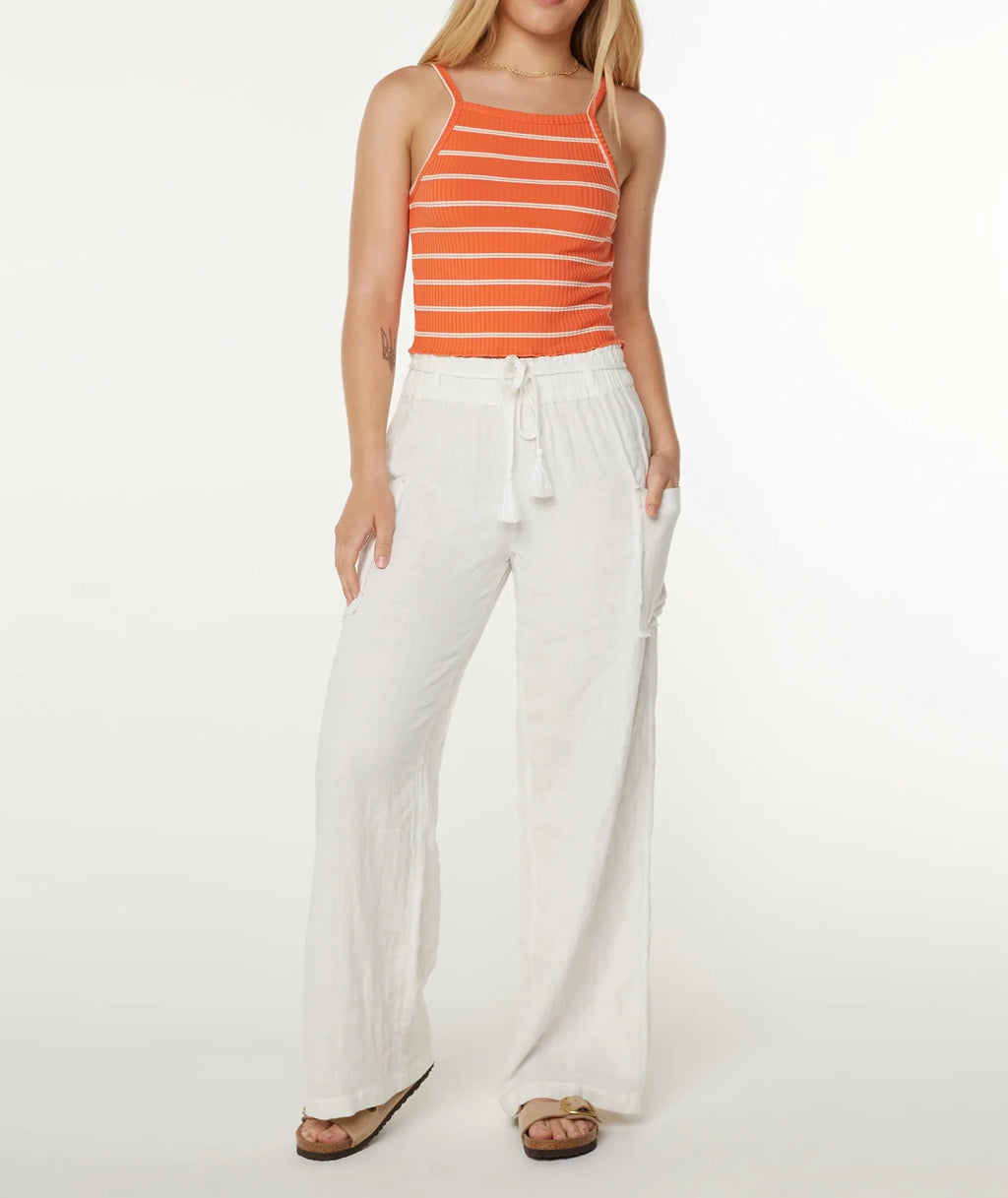 Horizontal Striped Tank Top With Round Neck