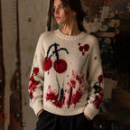 Women's Gothic Bloody Cherry Graphic Casual Sweater