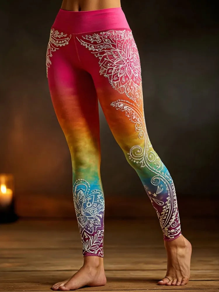 Women's Retro Hippie Tribal Pattern Casual Leggings