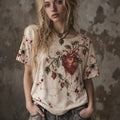 Women's Gothic Strawberry Heart Graphic Casual T-shirt