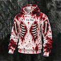 Men's Halloween Skeleton Bloodstain Pattern Hoodie