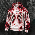 Men's Halloween Skeleton Bloodstain Pattern Hoodie