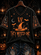 Women's Halloween Print V-neck Short-sleeved T-shirt