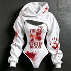 Women's Halloween It's Not My Blood Print Hoodie Two Piece Set
