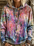 Women's Retro Abstract Art Print Casual Hoodie