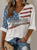 Women'S American Flag Faith Printed Casual T-Shirt