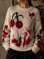Women's Gothic Bloody Cherry Graphic Casual Sweater