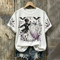 Women's Halloween Skull Ghost Dance Print Short-sleeve Top