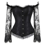 Women's Halloween Long-sleeve Off-shoulder Mesh Corset Top