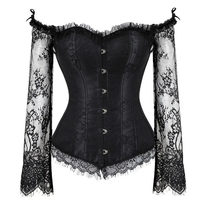 Women's Halloween Long-sleeve Off-shoulder Mesh Corset Top