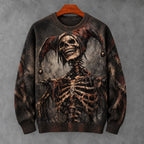 Men's Retro Halloween Zombie Skull Print Casual Knit Sweater