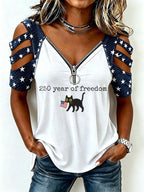 Women's America Flag Print Casual Top