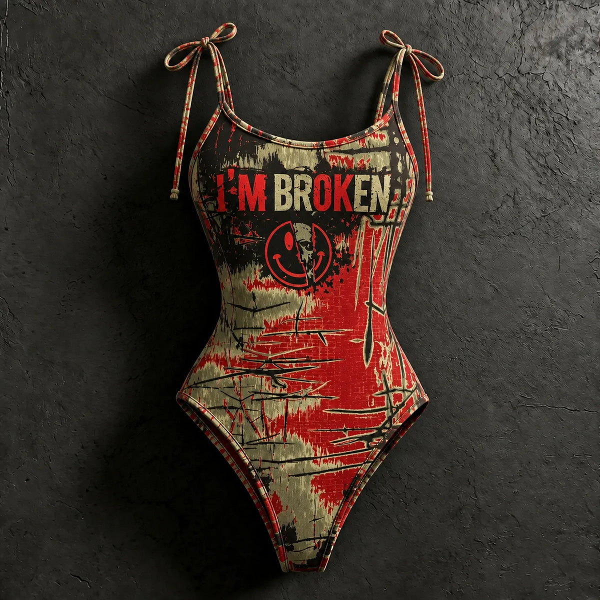 Women's Retro Color Block "i'm Broken" Print Sweatshirt Two-piece Set