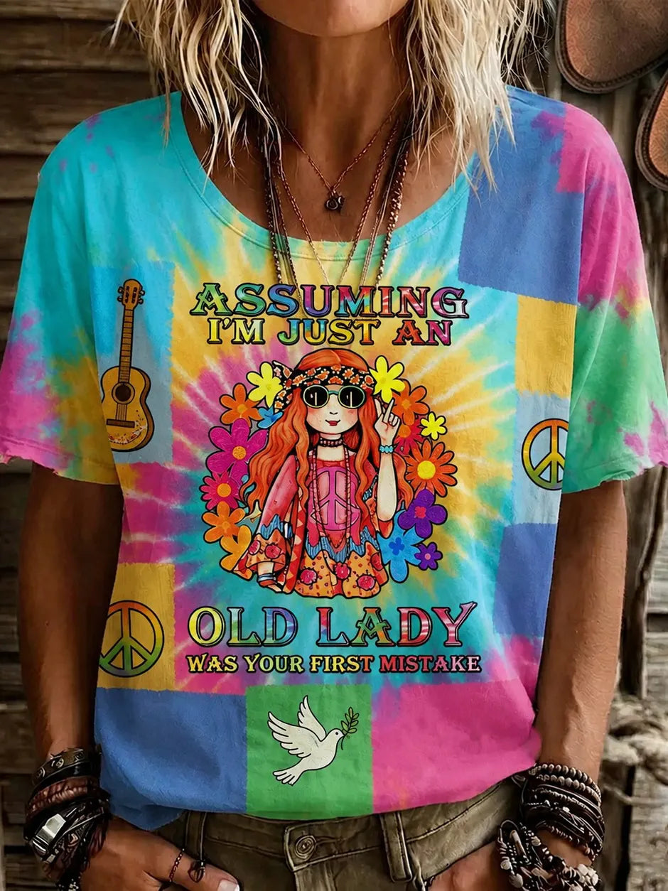 Assuming I'm Just An Old Lady Was Your First Mistake Tie-dye Pattern Women's T-shirt