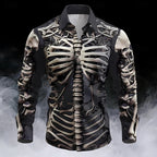 Halloween Men's Skull Graphic Print Long Sleeve Shirt