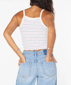 Horizontal Striped Tank Top With Round Neck