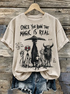 Women's Halloween Gothic Magic Monster Pattern Printed Short-sleeve Top