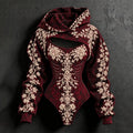 Women's Halloween Gothic Dark Floral Skull Print Hoodie Set Two-piece Outfit