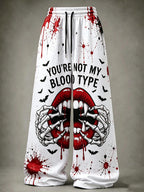 Retro "you're Not My Blood" Printed Pants