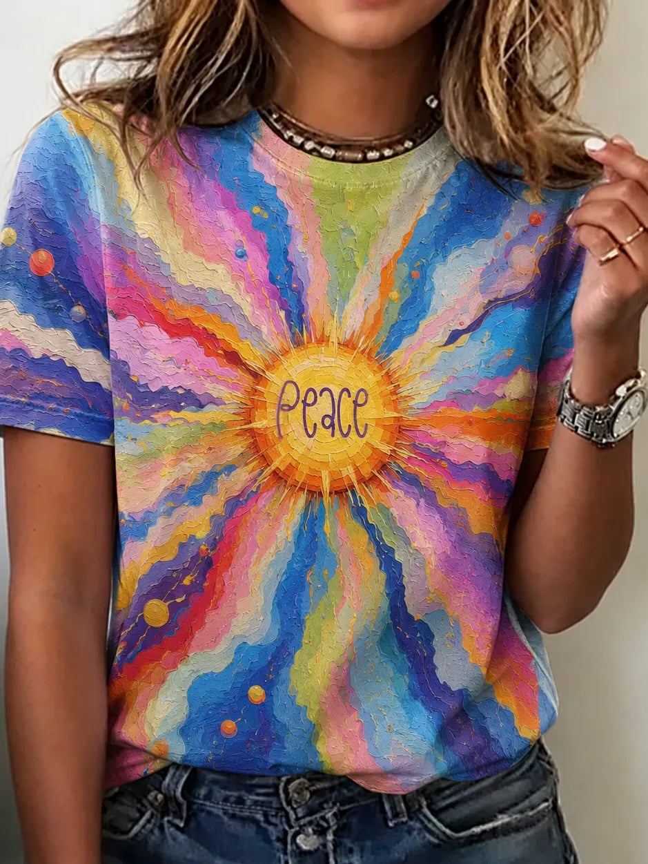 Women's Retro Bohemian Hippie Style Printed T-shirt