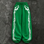Women's Vintage Halloween Skull Outline Casual Sweatpants