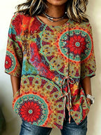 Women's Retro Hippie Style Printed Top