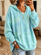 Women's Retro Ombre Art Cozy Knit Hooded Sweater
