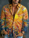 Men's Bursting Color Sun Rays Print Long Sleeve Shirt