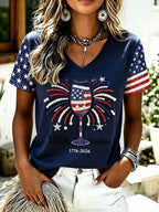 Women's Independence Day Casual Printed Short-Sleeve T-shirt