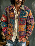 Men's Hippie Style Art Pattern Corduroy Jacket