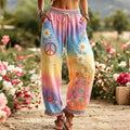 Women's Hippie Vintage Hippie Floral Art Linen Casual Pants