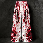 Women's Halloween Gothic Blood-stained Skeleton Print Pants