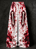 Women's Halloween Gothic Blood-stained Skeleton Print Pants