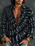 Men's Dark Tribal Totem Figure Print Long Sleeve Shirt