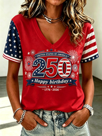 Women'S America Flower Print Printed T-Shirt