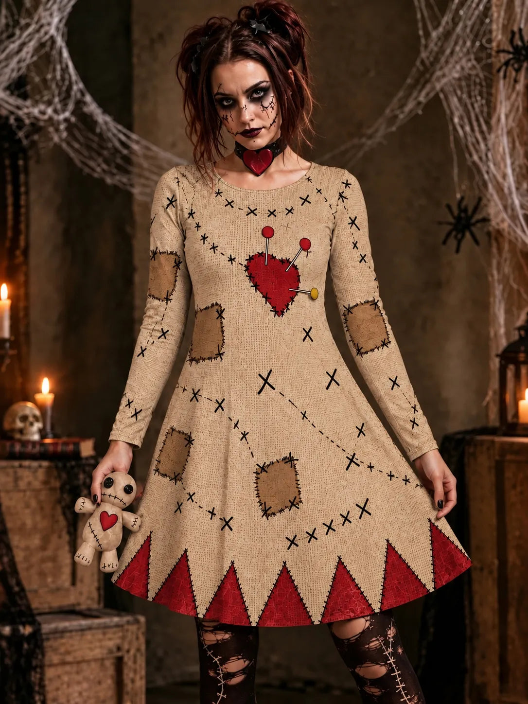 Women's Halloween Voodoo Doll Cosplay Dress